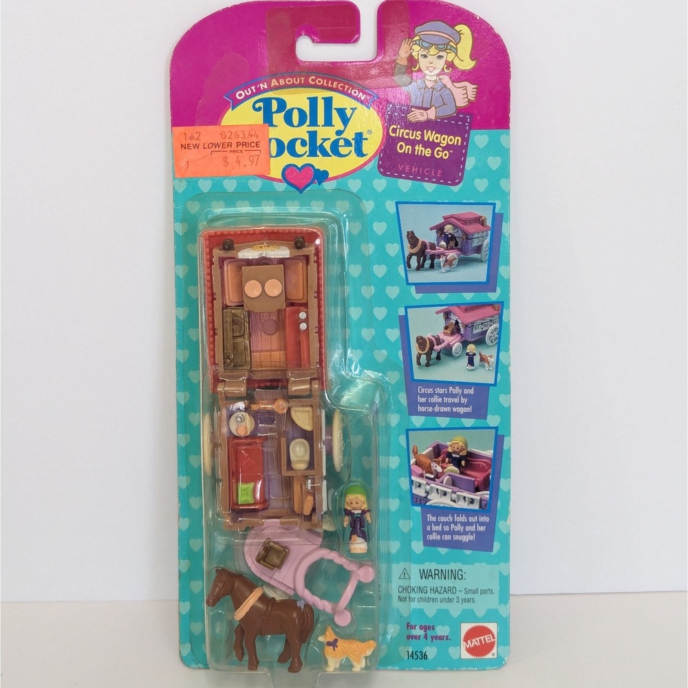 Vtg 1995 Bluebird Mattel Polly Pocket Out About Circus Wagon On the Go NEW 14536